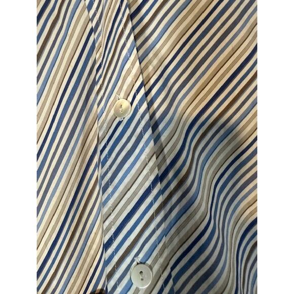 Faconnable White Multi-Color Striped Long Sleeve Button Down Shirt Women Sz L - Picture 4 of 8